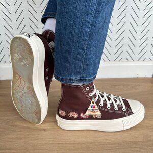 ⭐Converse Chuck Taylor Lift Platform Embroidered Sz 6 Womens Shoes Brown A08174C